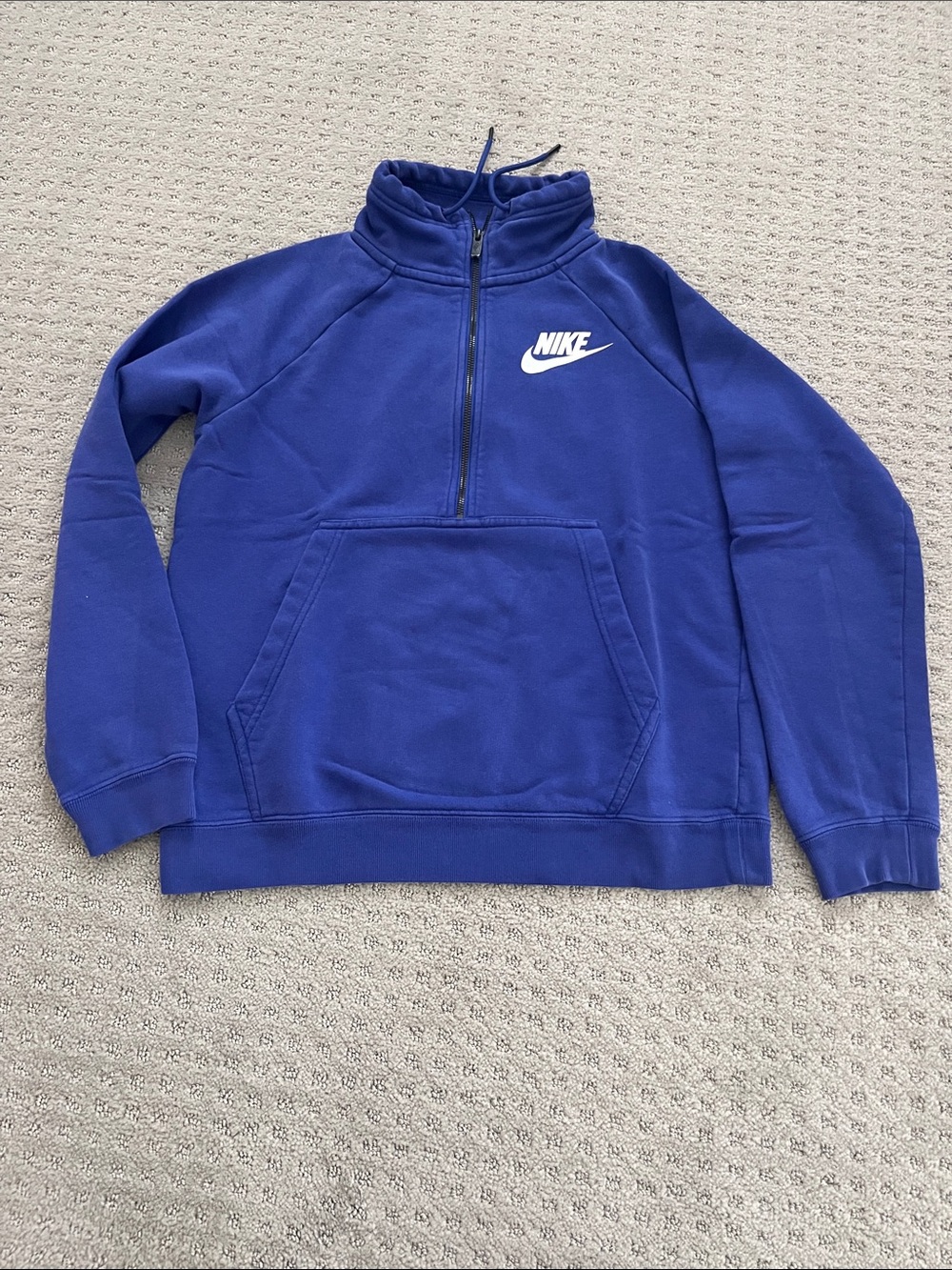 Nike Blue Quarter-Zip Pullover with White Logo women’s Small